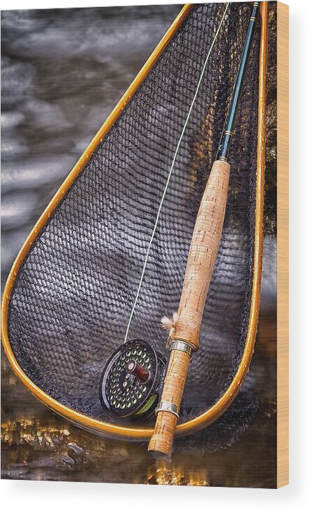 Abel Wood Print featuring the photograph Rod Reel Net by Jeff Sinon