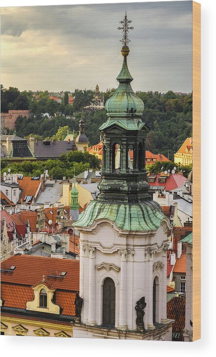 Sun Wood Print featuring the photograph Rooftops of Prague 1 by Pablo Lopez
