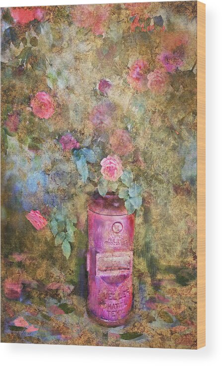 Fine Art Painting Wood Print featuring the digital art Pink Wild Roses by Sandra Selle Rodriguez