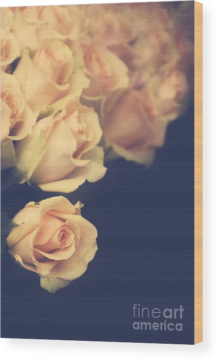 Vintage Wood Print featuring the photograph White Roses Bouguet by Jelena Jovanovic