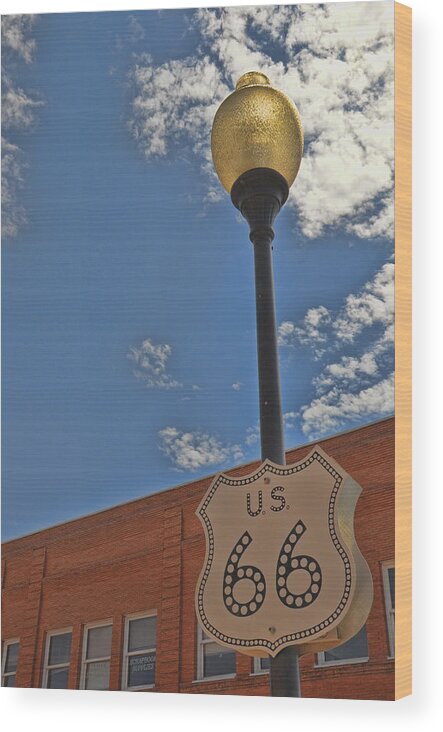 Winslow Arizona Wood Print featuring the photograph Route 66 Light Post by Jeanne May