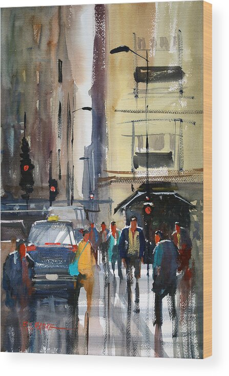 Ryan Radke Wood Print featuring the painting Rush Hour 2 - Chicago by Ryan Radke