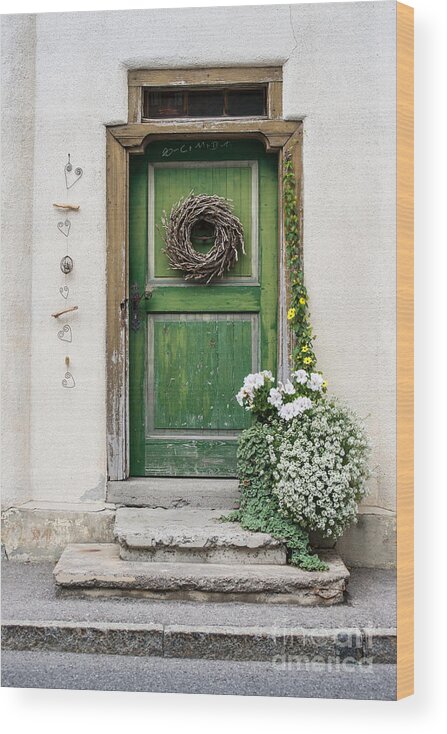 Rustic Wood Print featuring the photograph Rustic Wooden Village Door - Austria by Gary Whitton