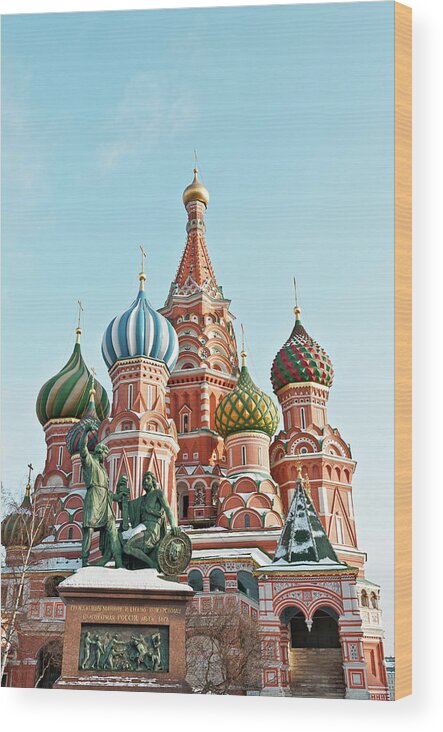 Red Square Wood Print featuring the photograph Saint Basil Cathedral On Red Square by Travelif