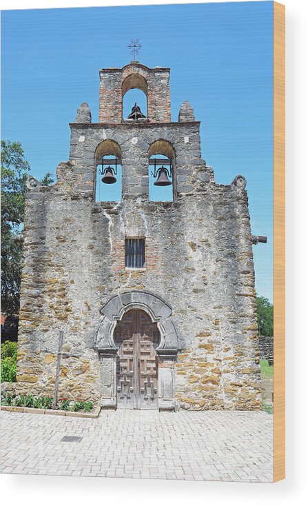 Travelpixpro San Antonio Wood Print featuring the photograph San Antonio Missions National Historical Park Mission Espada Facade Exterior by Shawn O'Brien