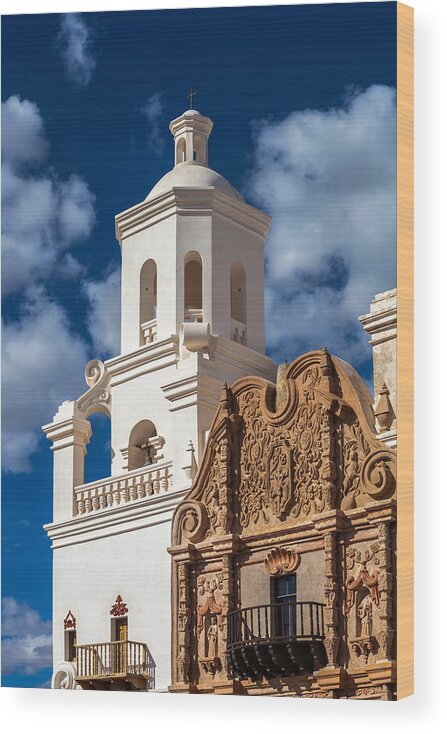 1797 Wood Print featuring the photograph San Xavier Tower and Artwork by Ed Gleichman