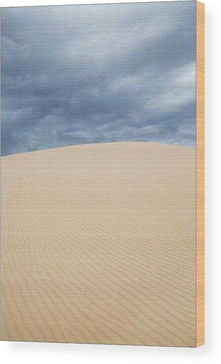 Sand Wood Print featuring the photograph Sand Dunes and Dark Clouds by Steven Schwartzman