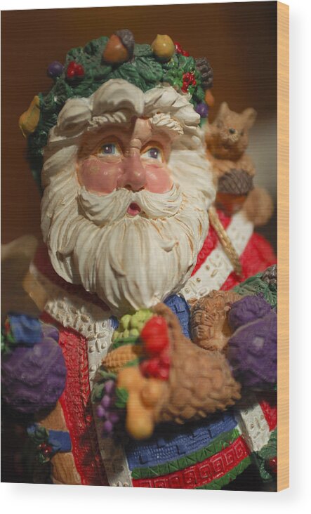 Santa Claus Wood Print featuring the photograph Santa Claus - Antique Ornament - 20 by Jill Reger