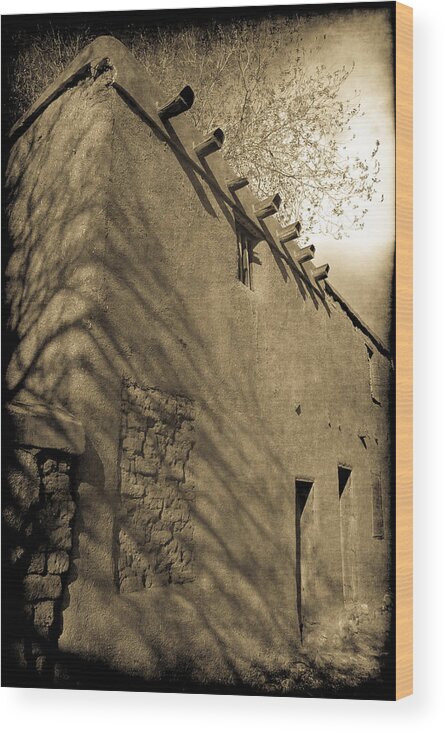 Pictorial Wood Print featuring the photograph Santa Fe Adobe by Jennifer Wright