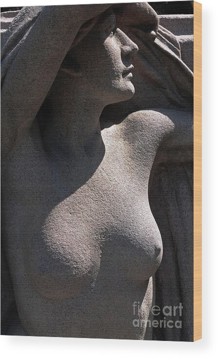 Sculpture Wood Print featuring the photograph Sculpture of Angelic Female Body by Charline Xia