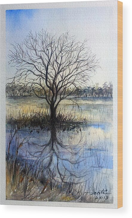 Secluded Wood Print featuring the painting Secluded by Arti Chauhan