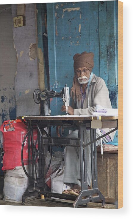 India Wood Print featuring the photograph Sewn Before Blue by Lee Stickels