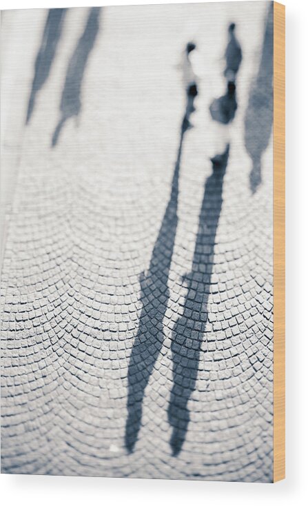 Shadow Wood Print featuring the photograph Shadows Of People by Moreiso