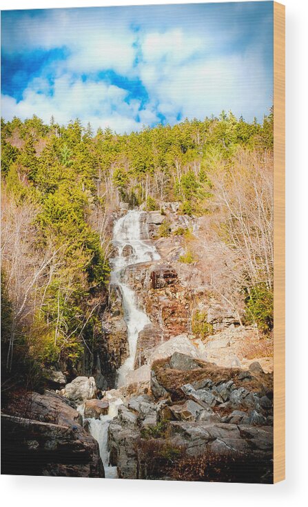 Crawford Notch Wood Print featuring the photograph Silver Cascade by Greg Fortier