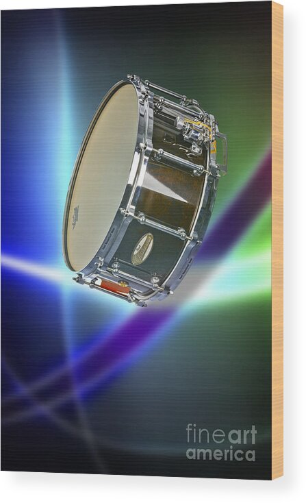 Snare Drum Wood Print featuring the photograph Snare Drum for drum set in Color 3238.02 by M K Miller
