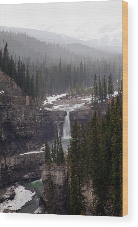 Buhlers Wood Print featuring the photograph Snowy Crescent Falls by David Buhler