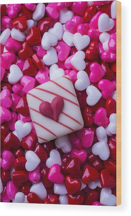 Hearts Wood Print featuring the photograph So Many Candy Hearts by Garry Gay