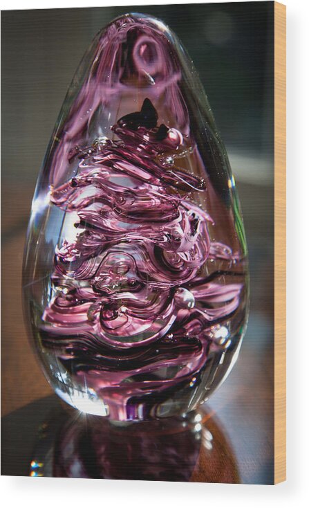 Glass Wood Print featuring the glass art Solid Glass Sculpture E3 by David Patterson