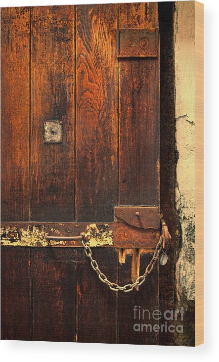 Solitary Wood Print featuring the photograph Solitary Confinement Door by Jill Battaglia