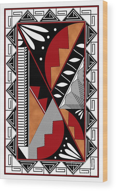  Southwest Wood Print featuring the digital art Southwest Collection - Design Seven in Red by Tim Hightower