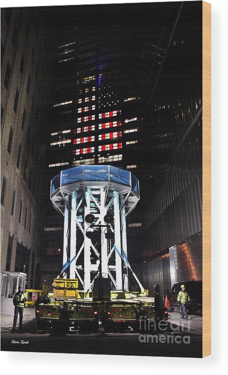 World Trade Center Wood Print featuring the photograph Spire and American Flag by Steven Spak