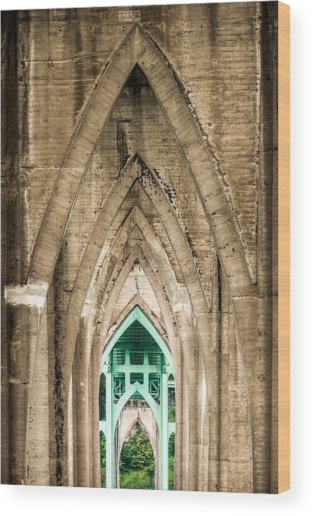 Portland Wood Print featuring the photograph St. Johns Arches by Brian Bonham