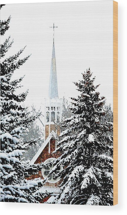 Steeple Wood Print featuring the photograph St Mary's With New Shingles by Darcy Dietrich