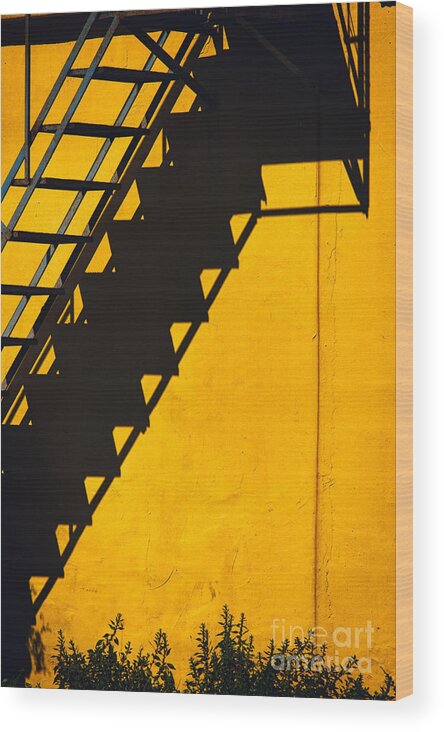 Abstract Wood Print featuring the photograph Staircase shadow by Silvia Ganora