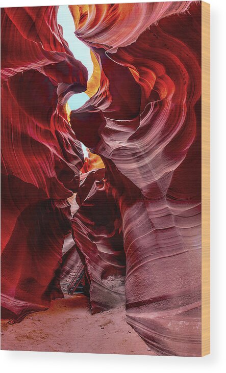 Antelope Canyon Wood Print featuring the photograph Stairway to Heaven by Jason Chu