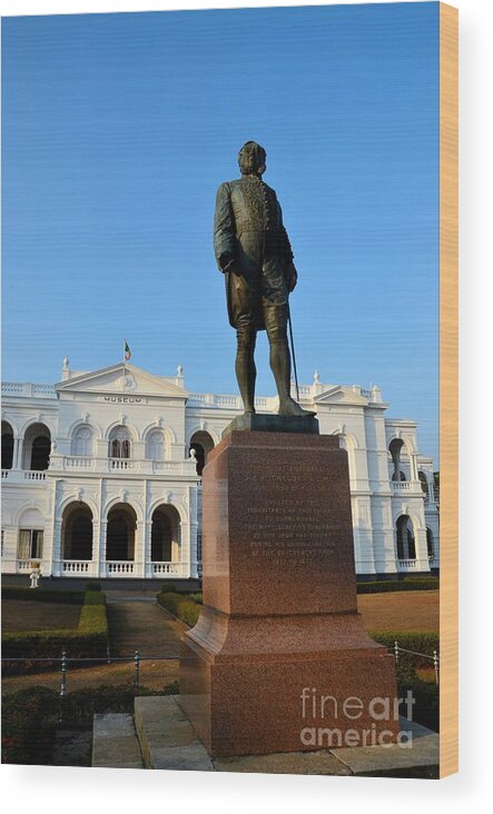 Statue Wood Print featuring the photograph Statue of Gregory outside National Museum Colombo Sri Lanka by Imran Ahmed