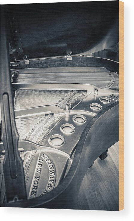 B&w Wood Print featuring the photograph Steinway by Carrie Cole