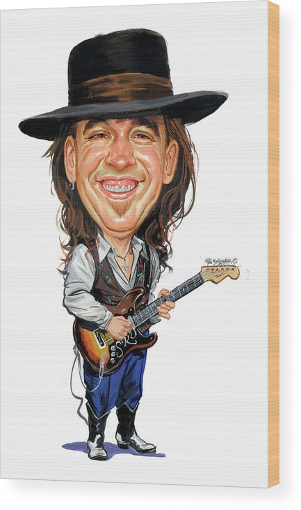 Stevie Ray Vaughan Wood Print featuring the painting Stevie Ray Vaughan by Art 