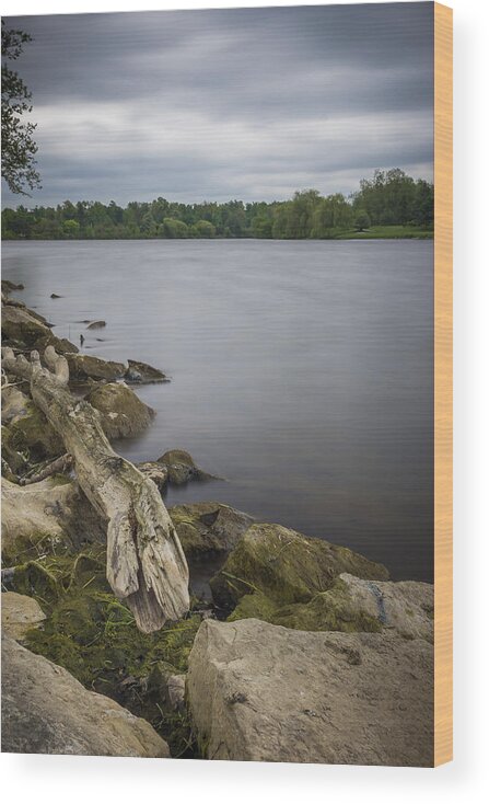 Frederick Law Olmsted Wood Print featuring the photograph Still Waters under a grey sky by Chris Bordeleau