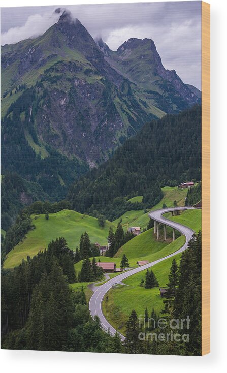 Austrian Alps Wood Print featuring the photograph Stormy Village of Schrocken - Austrian Alps by Gary Whitton