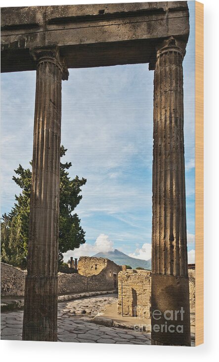 Pompeii Wood Print featuring the photograph Street Corner by Marion Galt