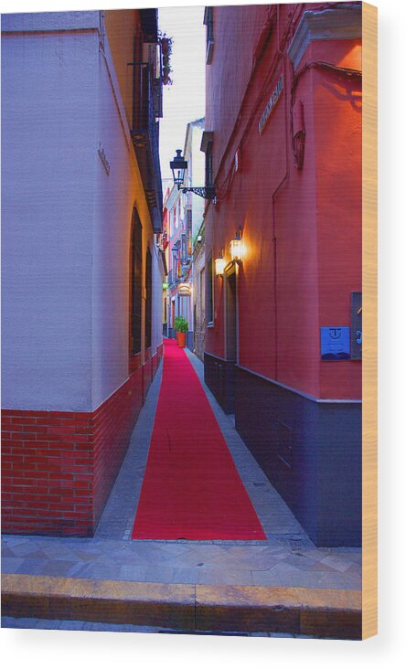 Seville Wood Print featuring the photograph Streets of Seville - Red Carpet by AM FineArtPrints