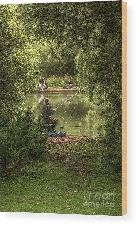 Sunday Fishing Wood Print featuring the photograph Sunday fishing at the Lake by Jeremy Hayden