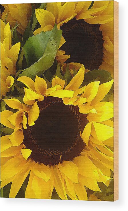 Sunflowers Wood Print featuring the painting Sunflowers Tall by Amy Vangsgard