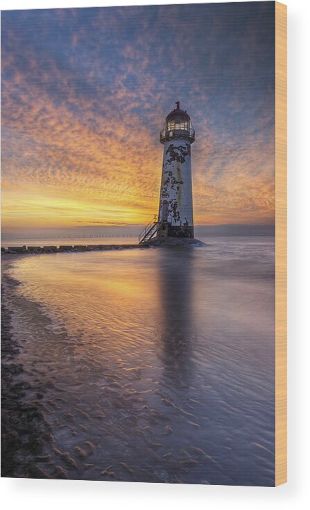 Lighthouse Wood Print featuring the photograph Sunset at the Lighthouse by Ian Mitchell