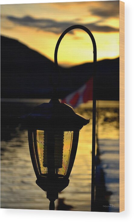 Landscape Wood Print featuring the photograph Sunset Lamp Skaha Lake by Guy Hoffman