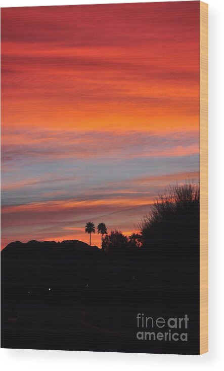 Sunset Wood Print featuring the photograph Sunset Over The Mountains by Jay Milo