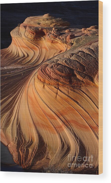 The Wave Wood Print featuring the photograph Sunset Swirl by Bill Singleton