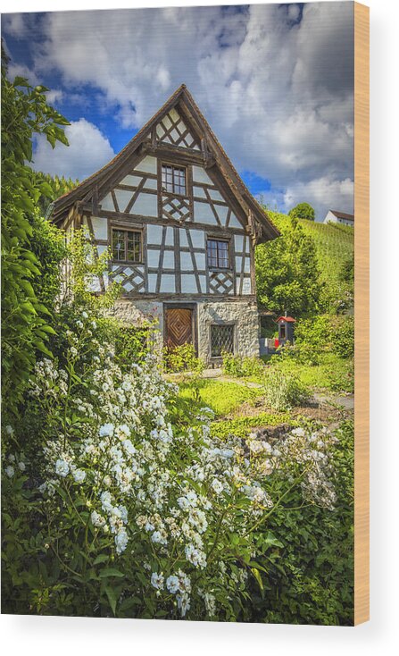 Austria Wood Print featuring the photograph Swiss Chalet in the Garden by Debra and Dave Vanderlaan