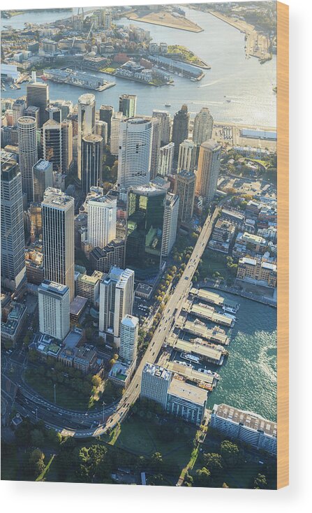 Shadow Wood Print featuring the photograph Sydney Downtown - Aerial View by Btrenkel
