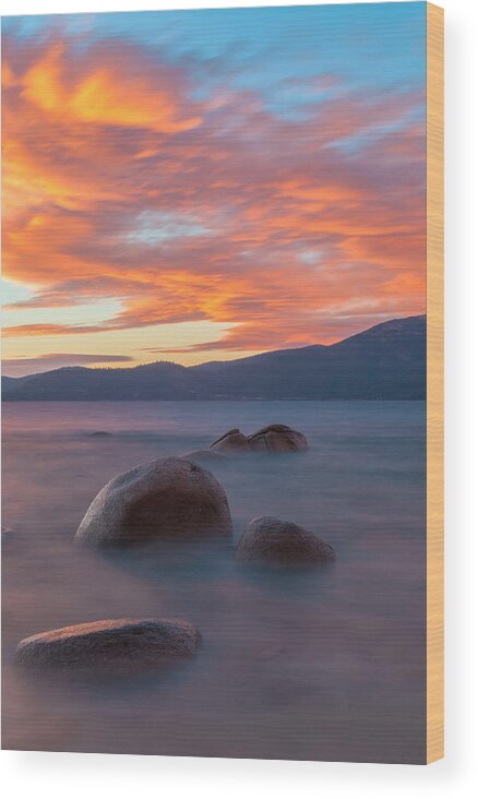 Landscape Wood Print featuring the photograph Tahoe Burning by Jonathan Nguyen