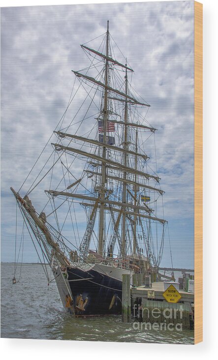 Tall Ship Gunilla From Sweeden Wood Print featuring the photograph Tall Ship Gunilla Vertical by Dale Powell