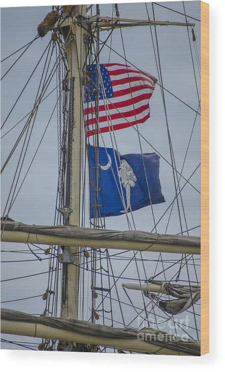 Tall Ships Wood Print featuring the photograph Tall Ships Flags by Dale Powell