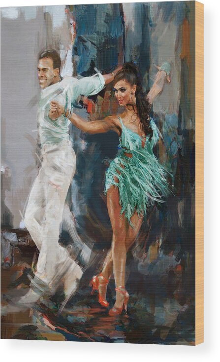 Jazz Wood Print featuring the painting Tango 4 by Mahnoor Shah