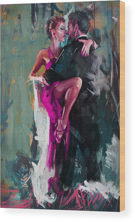 Jazz Wood Print featuring the painting Tango 6 by Mahnoor Shah