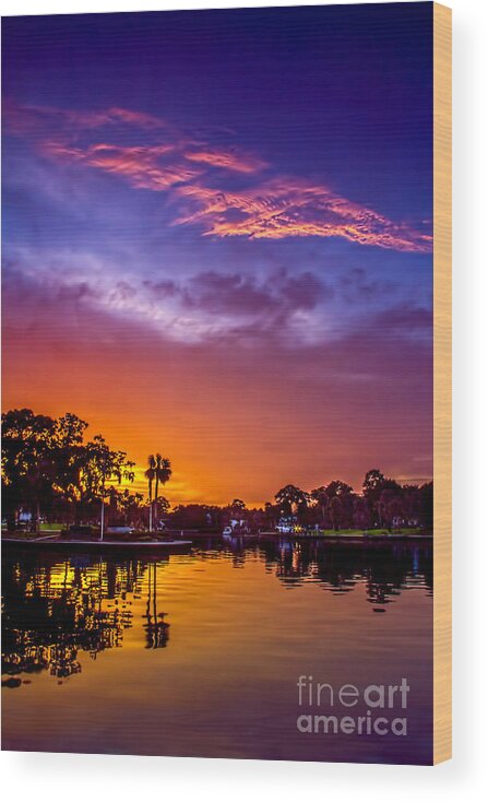 Sunset Wood Print featuring the photograph Tarpon Springs Glow by Marvin Spates